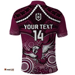 Personalised Sea Eagles Rugby Polo Shirt Aboriginal Mix Polynesian Pattern