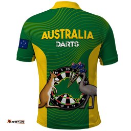 Australia Darts National Color Mix Kangaroo And Emu Polo Shirt Amazing Aussie