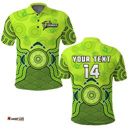 Custom Text And Number Thunder Cricket Polo Shirt Sydney Indigenous Artsy Amazing Aussie