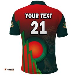 Custom Personalised Bangladesh Bangla Tigers Cricket Polo Shirt Tigers and Bangladesh Flag Amazing Aussie