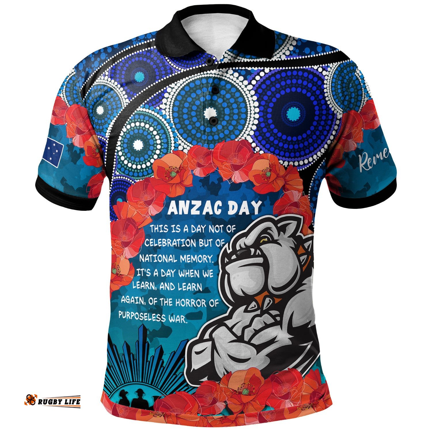 Canterbury-Bankstown Anzac Custom Polo Shirt - Aussie Anzac Bulldog Polo Shirt Tee Aussie