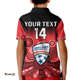 Custom Text And Number Adelaide United Football Polo Shirt Indigenous Art Amazing Aussie