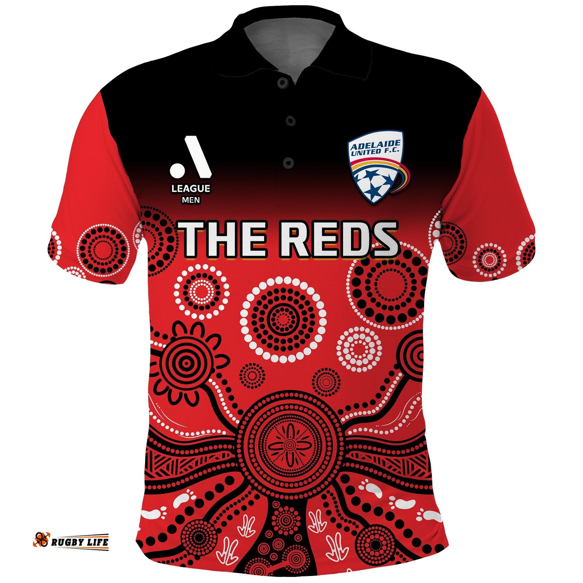 Custom Text And Number Adelaide United Football Polo Shirt Indigenous Art Amazing Aussie