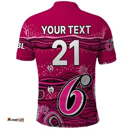 Custom Text And Number Australia Sixers Cricket Polo Shirt Indigenous 2023