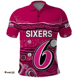 Custom Text And Number Australia Sixers Cricket Polo Shirt Indigenous 2023