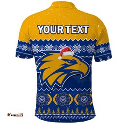 Custom Personalised West Coast Football Polo Shirt Eagles Indigenous Merry Christmas Tee Aussie