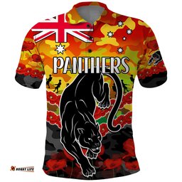 Custom Text And Number Panthers Rugby ANZAC Polo Shirt Lest We Forget