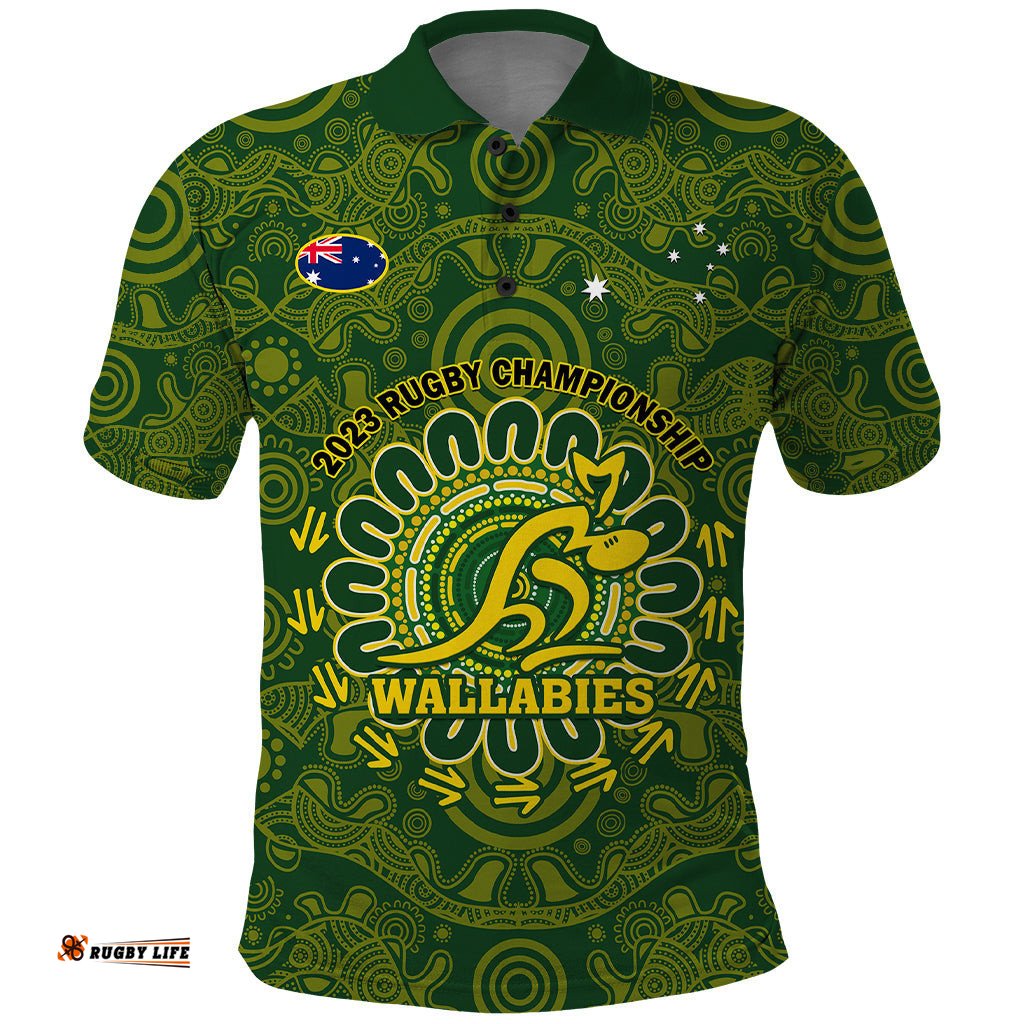 Australia Rugby Polo Shirt Wallabies 2023 Go Champions Indigenous Art
