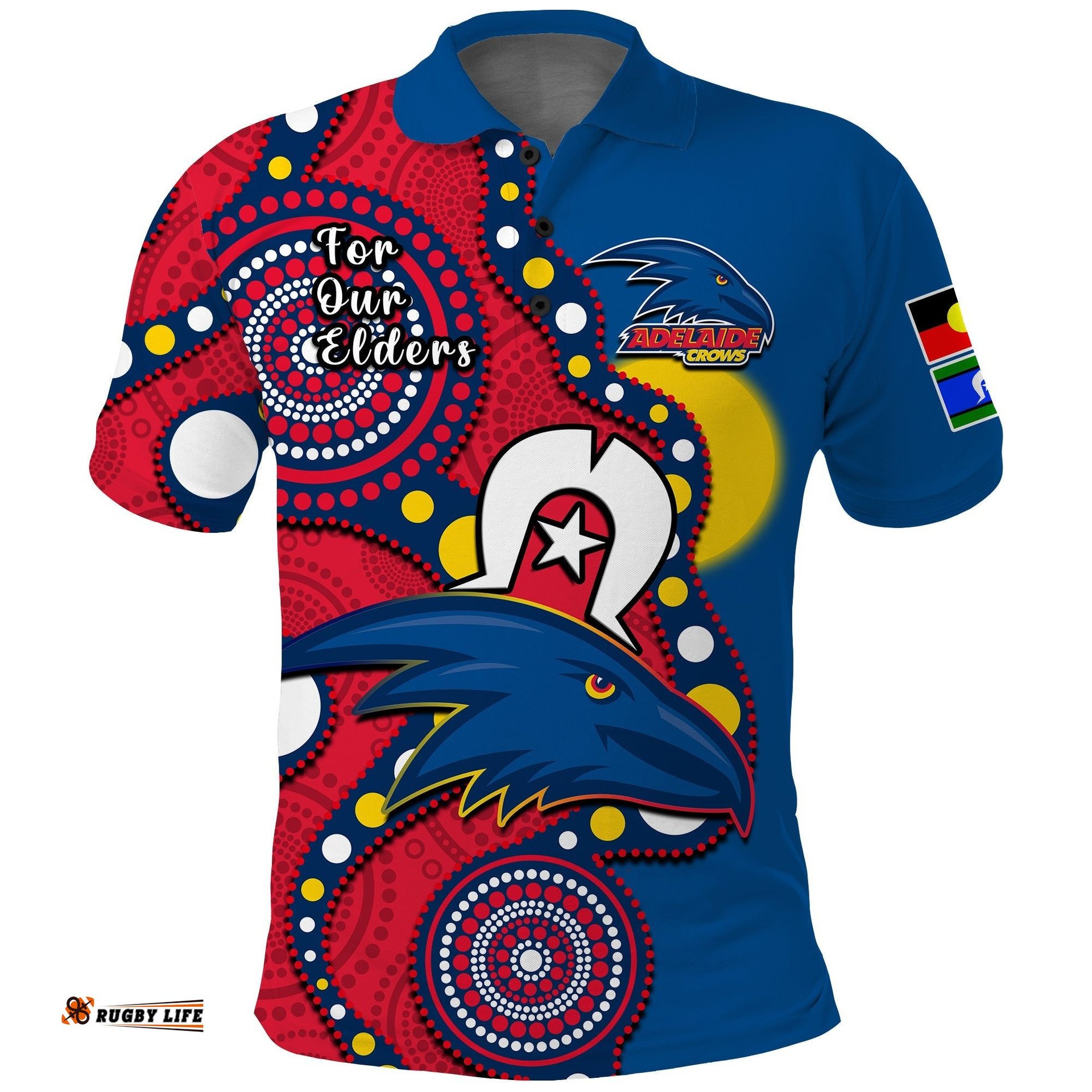 Adelaide Football NAIDOC 2023 Polo Shirt Crows For Our Elders Indigenous Amazing Aussie