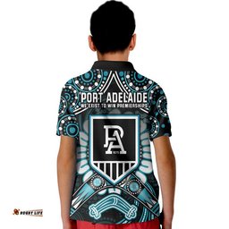 Port Adelaide Power Polo Shirt Boomerang Indigenous Dots Amazing Aussie