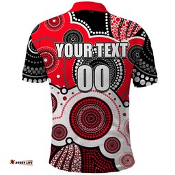 Custom Personalised And Number Saints AFL Polo Shirt Aboriginal Patterns Amazing Aussie