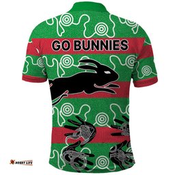 Rabbitohs Rugby Premiers Polo Shirt Go The Bunnies Aboriginal Dots - Tee Aussie