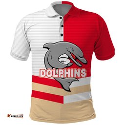Custom Text And Number NRL Dolphins Polo Shirt Mix Jersey - Tee Aussie