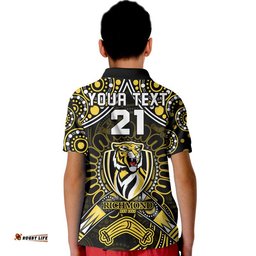 Custom Personalised Richmond Tigers Football Polo Shirt Boomerang Indigenous Dots Tee Aussie