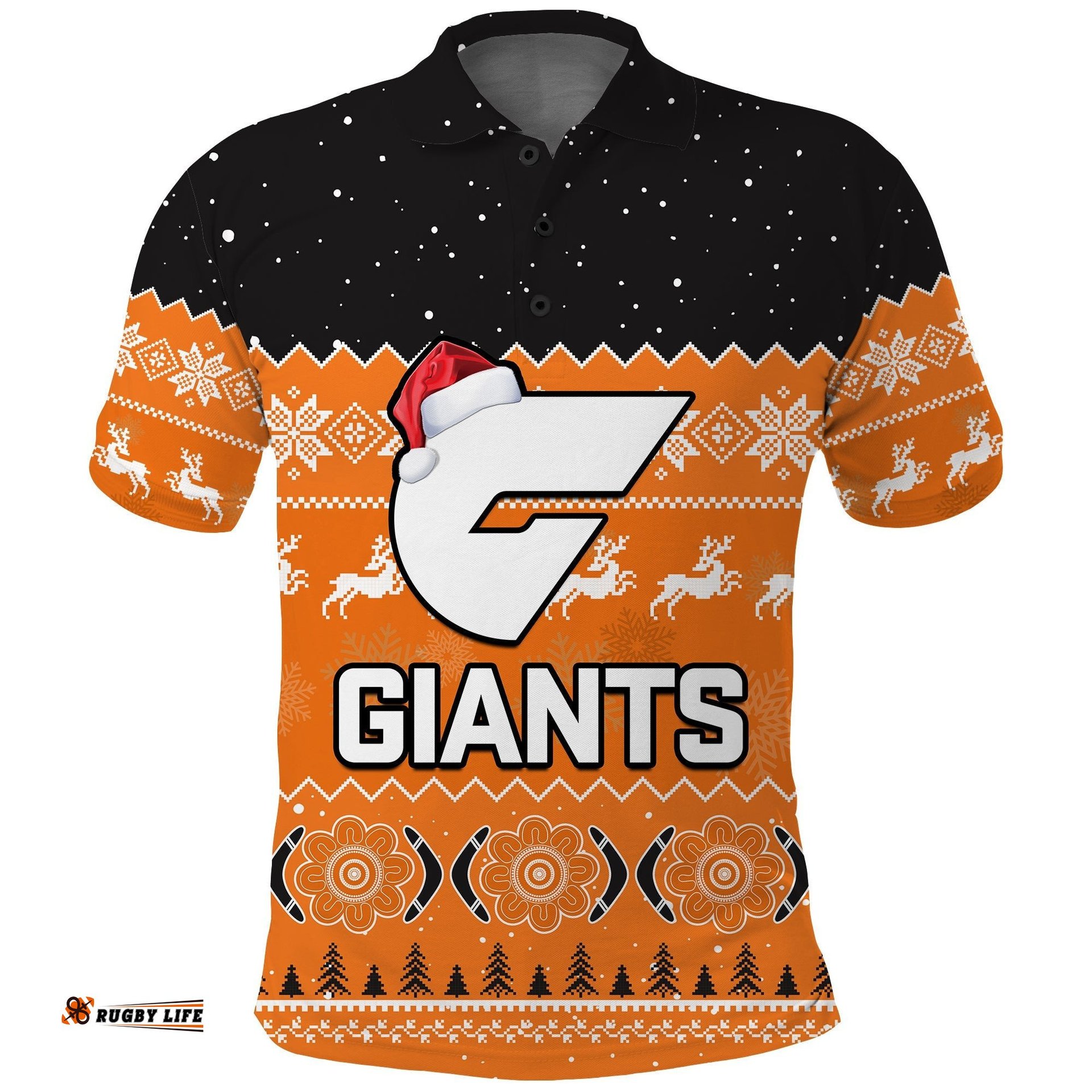 Custom Personalised Greater Western Sydney Football Polo Shirt Giants Aboriginal Merry Christmas Amazing Aussie