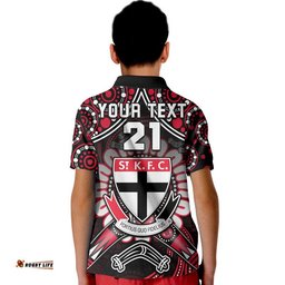 Custom Personalised St Kilda Saints Polo Shirt Boomerang Indigenous Dots Amazing Aussie