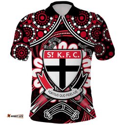 Custom Personalised St Kilda Saints Polo Shirt Boomerang Indigenous Dots Amazing Aussie