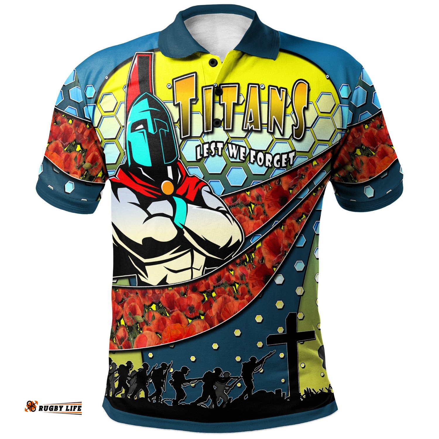 TiTans Rugby Polo Shirt - Custom TiTans Lest We Forget And Poppies Polo Shirt Amazing Aussie