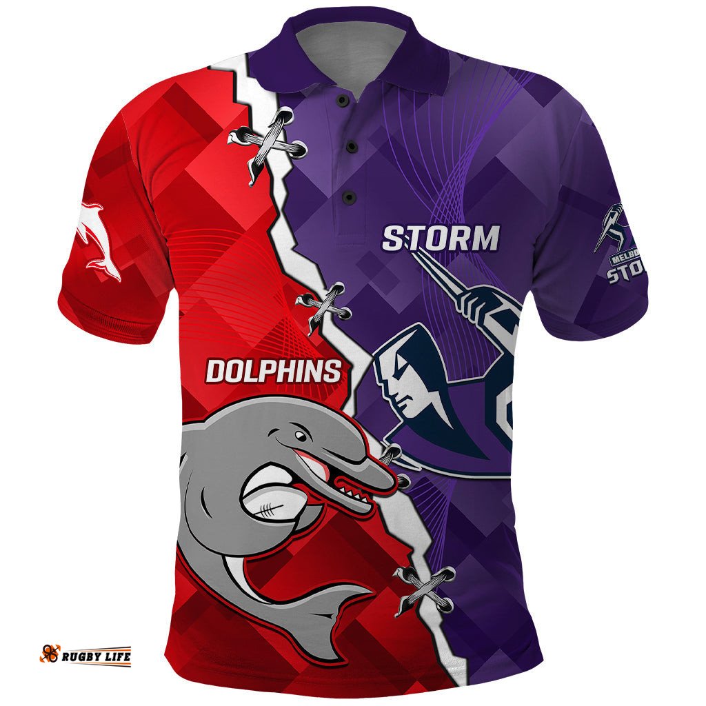 Personalised Storm Mix Dolphins Rugby Polo Shirt Sporty Version