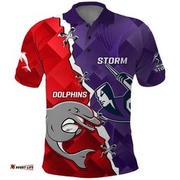 Personalised Storm Mix Dolphins Rugby Polo Shirt Sporty Version