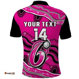 Custom Text And Number Sixers Cricket Polo Shirt Sydney Aboriginal Painting Amazing Aussie