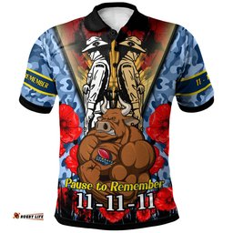 Cowboys Rugby Polo Shirt - Custom Remembrance Day PAUSE TO REMEMBER Polo Shirt Amazing Aussie