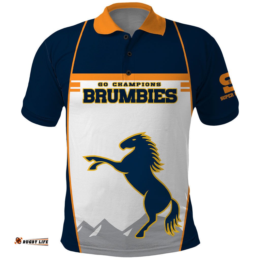 Brumbies Super Rugby Polo Shirt Brumbies Go Champions 2023 - Tee Aussie