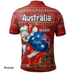 Aboriginal Christmas Polo Shirt - Custom Australia Koala Ugly Christmas with Aboriginal Inspired Red Polo Shirt Amazing Aussie