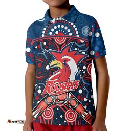 Custom Personalised Roosters Rugby Polo Shirt Boomerang Indigenous Dots Tee Aussie