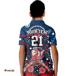 Custom Personalised Roosters Rugby Polo Shirt Boomerang Indigenous Dots Tee Aussie