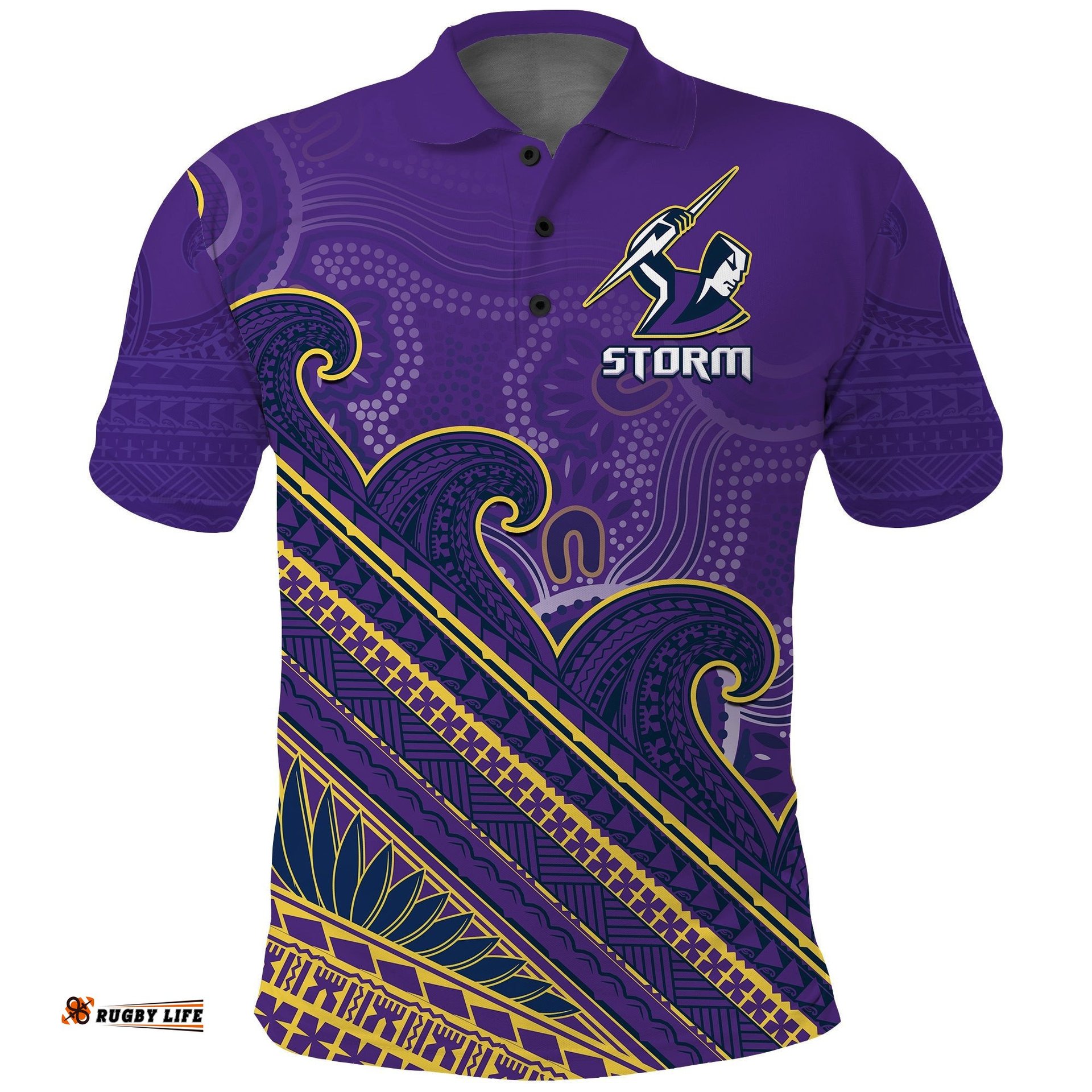 Storm Rugby Polo Shirt Melbourne Pasifika Aboriginal Gradient Polynesian Amazing Aussie
