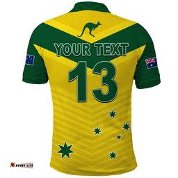 Custom Text and Number Australia Cricket Polo Shirt Go Aussie Champions Amazing Aussie