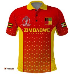 Personalised Zimbabwe Cricket Polo Shirt Go Chevrons Dynamic Version 2023 - Tee Aussie