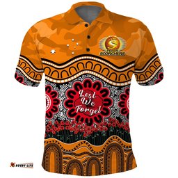 Custom Text And Number Perth Scorchers Cricket ANZAC Polo Shirt Poppy Aboriginal Camouflage Tee Aussie