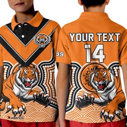 Custom Text And Number Wests Tigers Polo Shirt Indigenous Artsy Amazing Aussie