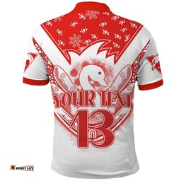 Custom Text and Number Swans Football Polo Shirt Est 1874 Aboriginal Boomerang Sydney Bloods Tee Aussie