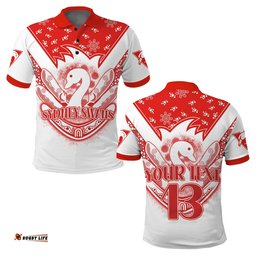 Custom Text and Number Swans Football Polo Shirt Est 1874 Aboriginal Boomerang Sydney Bloods Tee Aussie