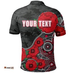 Custom Personalised Anzac Day AFL-Bombers Army Mix Aboriginal Polo Shirt Tee Aussie