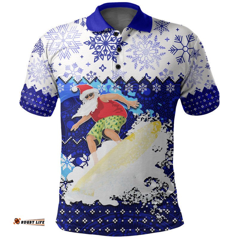 Aboriginal Christmas 2022 Santa Claus Surfing Polo Shirt Blue Style  Amazing Aussie