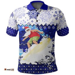 Aboriginal Christmas 2022 Santa Claus Surfing Polo Shirt Blue Style  Amazing Aussie