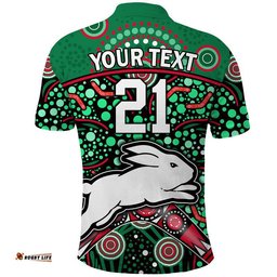 Custom Personalised South Sydney Indigenous Rabbitohs Dot Art Style Polo Shirt Tee Aussie