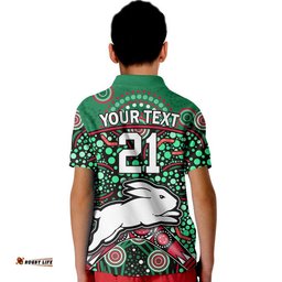 Custom Personalised South Sydney Indigenous Rabbitohs Dot Art Style Polo Shirt Tee Aussie