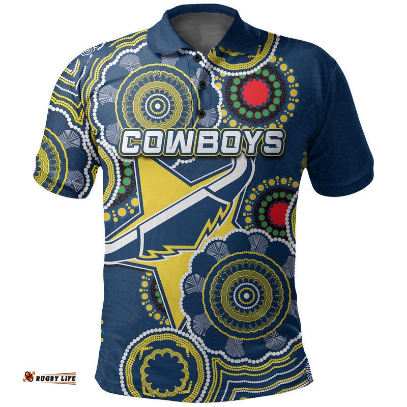 Custom Personalised Cowboys Rugby Aboriginal Vibe Polo Shirt Amazing Aussie