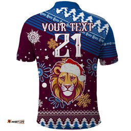 Custom Lions Football Polo Shirt Christmas Vibe 2023