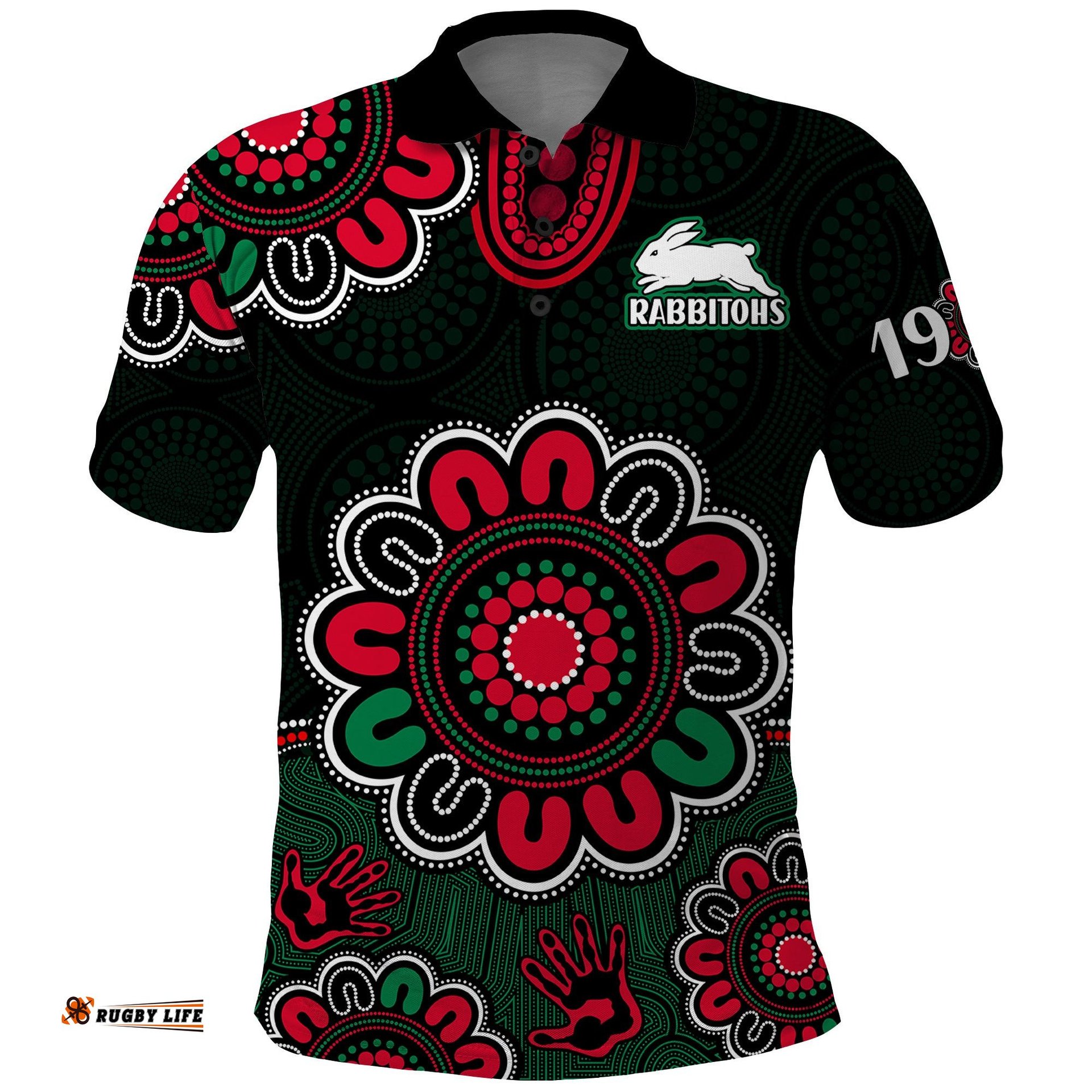 Custom Personalised NRL Rabbitohs Rugby Polo Shirt The Bunnies 1908 Aboriginal Amazing Aussie