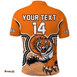 Custom Text And Number Wests Tigers Rugby Polo Shirt Indigenous Artsy Amazing Aussie