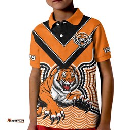 Custom Text And Number Wests Tigers Rugby Polo Shirt Indigenous Artsy Amazing Aussie