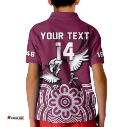 Custom Text And Number Sea Eagles Rugby Polo Shirt Manly Warringah Indigenous Art Amazing Aussie