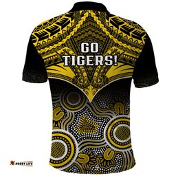 Richmond Football Polo Shirt Tigers Aboriginal Mix Polynesian Pattern