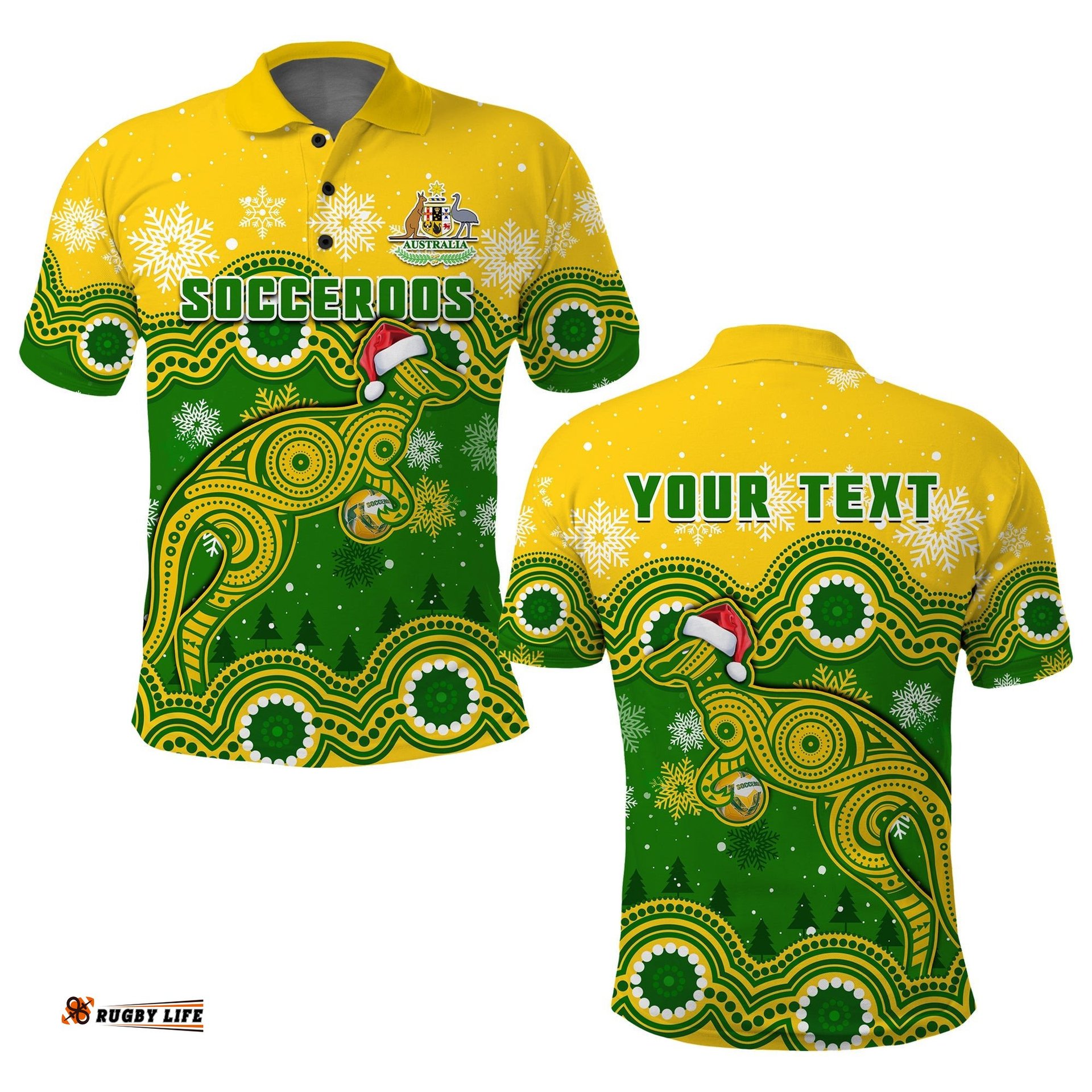 Custom Personalised Australia Soccer Christmas Polo Shirt Socceroos Indigenous Kangaroo Amazing Aussie